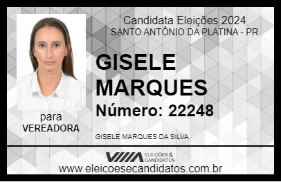 Candidato GISELE MARQUES 2024 - SANTO ANTÔNIO DA PLATINA - Eleições