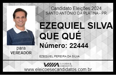 Candidato EZEQUIEL SILVA QUE QUÉ 2024 - SANTO ANTÔNIO DA PLATINA - Eleições