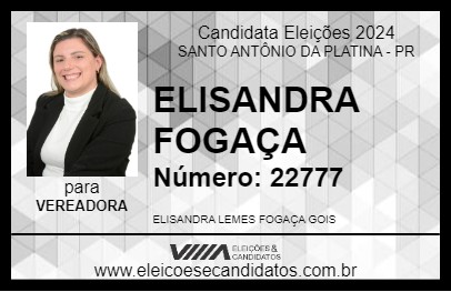 Candidato ELISANDRA FOGAÇA 2024 - SANTO ANTÔNIO DA PLATINA - Eleições