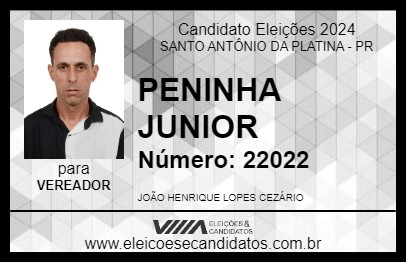 Candidato PENINHA JUNIOR 2024 - SANTO ANTÔNIO DA PLATINA - Eleições