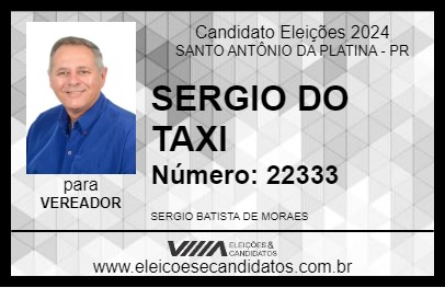 Candidato SERGIO DO TAXI 2024 - SANTO ANTÔNIO DA PLATINA - Eleições