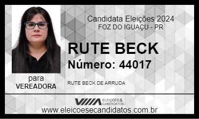 Candidato RUTE BECK 2024 - FOZ DO IGUAÇU - Eleições