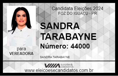 Candidato SANDRA TARABAYNE 2024 - FOZ DO IGUAÇU - Eleições