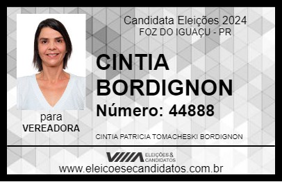 Candidato CINTIA BORDIGNON 2024 - FOZ DO IGUAÇU - Eleições