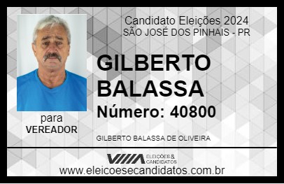 Candidato GILBERTO BALASSA 2024 - SÃO JOSÉ DOS PINHAIS - Eleições