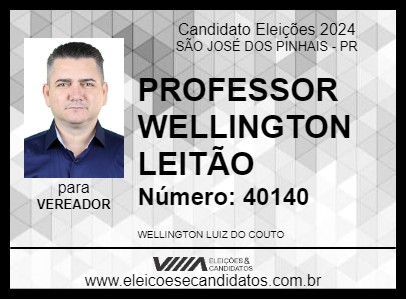 Candidato PROFESSOR WELLINGTON LEITÃO 2024 - SÃO JOSÉ DOS PINHAIS - Eleições