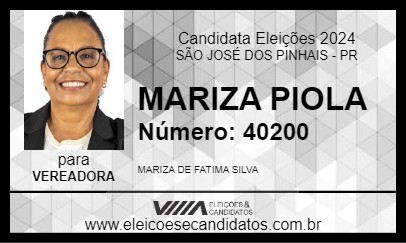 Candidato MARIZA PIOLA 2024 - SÃO JOSÉ DOS PINHAIS - Eleições