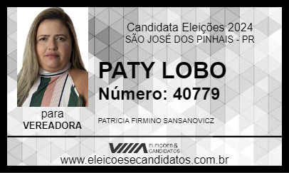 Candidato PATY LOBO 2024 - SÃO JOSÉ DOS PINHAIS - Eleições