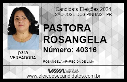 Candidato PASTORA ROSANGELA 2024 - SÃO JOSÉ DOS PINHAIS - Eleições