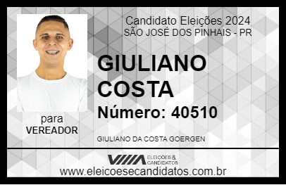 Candidato GIULIANO COSTA 2024 - SÃO JOSÉ DOS PINHAIS - Eleições