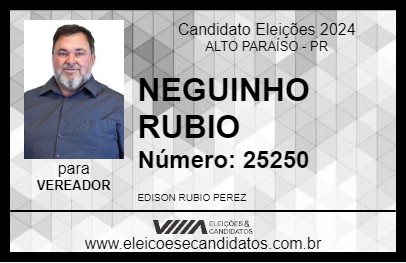 Candidato NEGUINHO RUBIO 2024 - ALTO PARAÍSO - Eleições