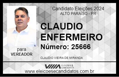 Candidato CLAUDIO ENFERMEIRO 2024 - ALTO PARAÍSO - Eleições