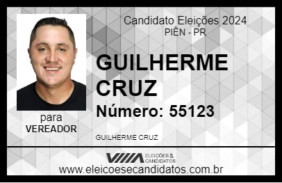 Candidato GUILHERME CRUZ 2024 - PIÊN - Eleições