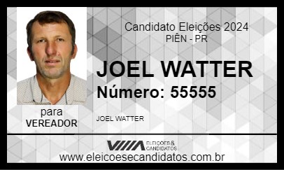 Candidato JOEL WATTER 2024 - PIÊN - Eleições