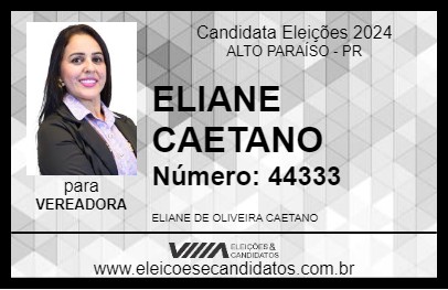 Candidato ELIANE CAETANO 2024 - ALTO PARAÍSO - Eleições