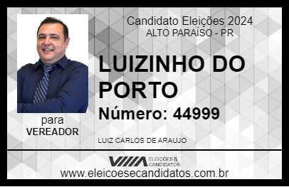 Candidato LUIZINHO DO PORTO 2024 - ALTO PARAÍSO - Eleições