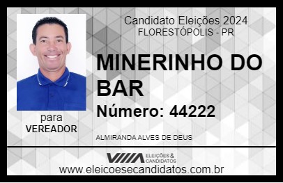 Candidato MINERINHO DO BAR 2024 - FLORESTÓPOLIS - Eleições