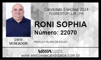 Candidato RONI SOPHIA 2024 - FLORESTÓPOLIS - Eleições