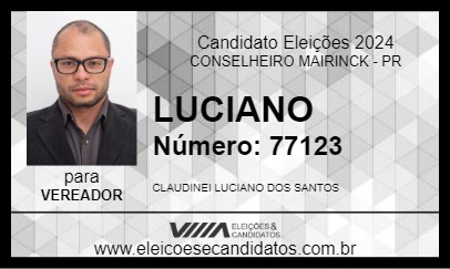 Candidato LUCIANO 2024 - CONSELHEIRO MAIRINCK - Eleições