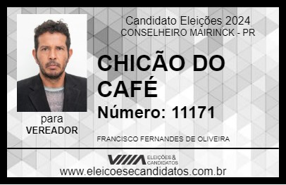 Candidato CHICÃO DO CAFÉ 2024 - CONSELHEIRO MAIRINCK - Eleições