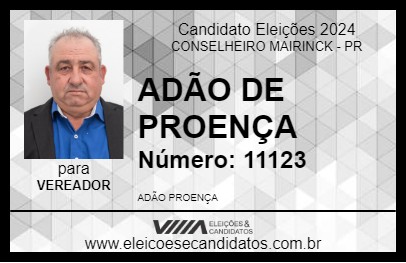 Candidato ADÃO DE PROENÇA 2024 - CONSELHEIRO MAIRINCK - Eleições