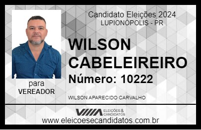 Candidato WILSON CABELEIREIRO 2024 - LUPIONÓPOLIS - Eleições