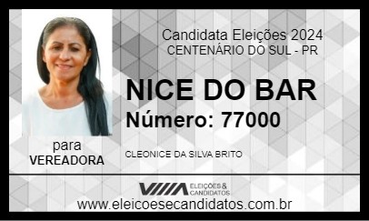 Candidato NICE DO BAR 2024 - CENTENÁRIO DO SUL - Eleições