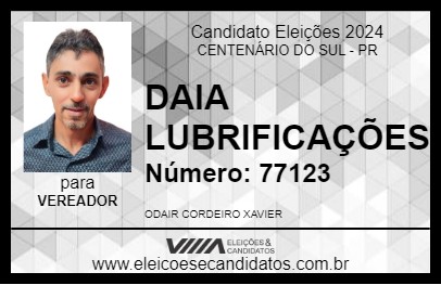 Candidato DAIA LUBRIFICAÇÕES 2024 - CENTENÁRIO DO SUL - Eleições