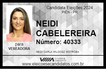 Candidato NEIDI CABELEREIRA 2024 - PIÊN - Eleições