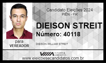 Candidato DIEISON STREIT 2024 - PIÊN - Eleições