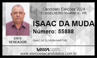 Candidato ISAAC DA MUDA 2024 - CONSELHEIRO MAIRINCK - Eleições