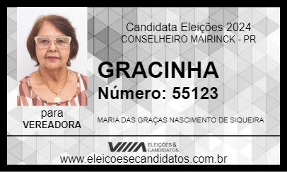 Candidato GRACINHA 2024 - CONSELHEIRO MAIRINCK - Eleições