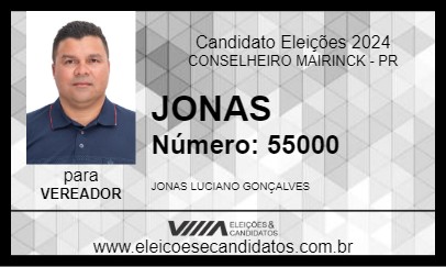 Candidato JONAS 2024 - CONSELHEIRO MAIRINCK - Eleições