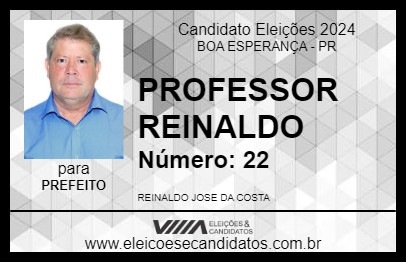 Candidato PROFESSOR REINALDO 2024 - BOA ESPERANÇA - Eleições