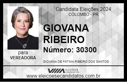 Candidato GIOVANA RIBEIRO 2024 - COLOMBO - Eleições