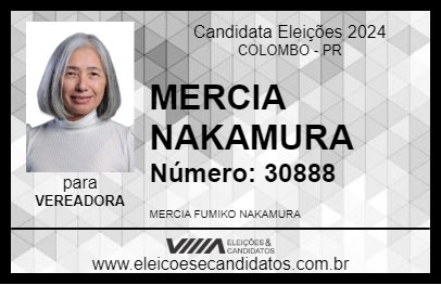 Candidato MERCIA NAKAMURA 2024 - COLOMBO - Eleições