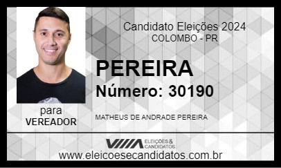 Candidato PEREIRA 2024 - COLOMBO - Eleições