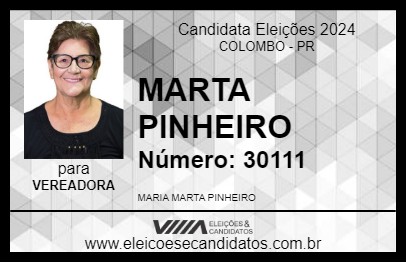 Candidato MARTA PINHEIRO 2024 - COLOMBO - Eleições