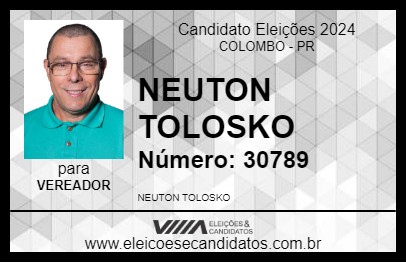 Candidato NEUTON TOLOSKO 2024 - COLOMBO - Eleições