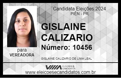 Candidato GISLAINE CALIZARIO 2024 - PIÊN - Eleições