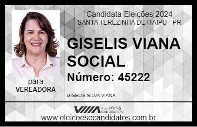 Candidato GISELIS VIANA SOCIAL 2024 - SANTA TEREZINHA DE ITAIPU - Eleições