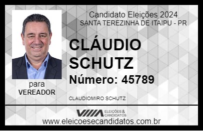 Candidato CLÁUDIO SCHUTZ 2024 - SANTA TEREZINHA DE ITAIPU - Eleições