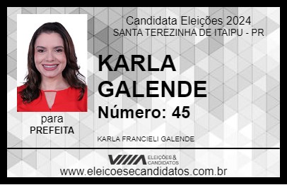 Candidato KARLA GALENDE 2024 - SANTA TEREZINHA DE ITAIPU - Eleições