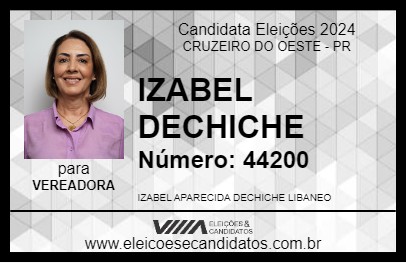 Candidato IZABEL DECHICHE 2024 - CRUZEIRO DO OESTE - Eleições