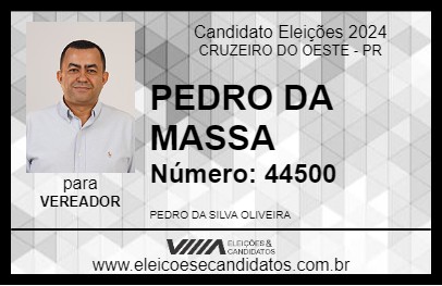 Candidato PEDRO DA MASSA 2024 - CRUZEIRO DO OESTE - Eleições