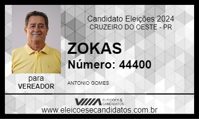 Candidato ZOKAS 2024 - CRUZEIRO DO OESTE - Eleições