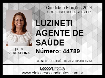 Candidato LUZINETI AGENTE DE SAÚDE 2024 - CRUZEIRO DO OESTE - Eleições