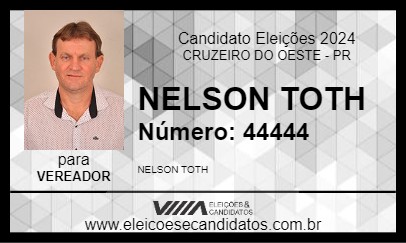 Candidato NELSON TOTH 2024 - CRUZEIRO DO OESTE - Eleições