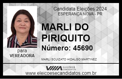 Candidato MARLI DO PIRIQUITO 2024 - ESPERANÇA NOVA - Eleições