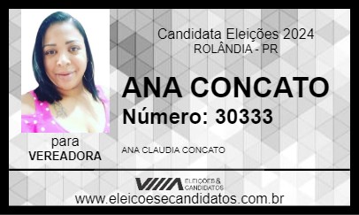 Candidato ANA CONCATO 2024 - ROLÂNDIA - Eleições